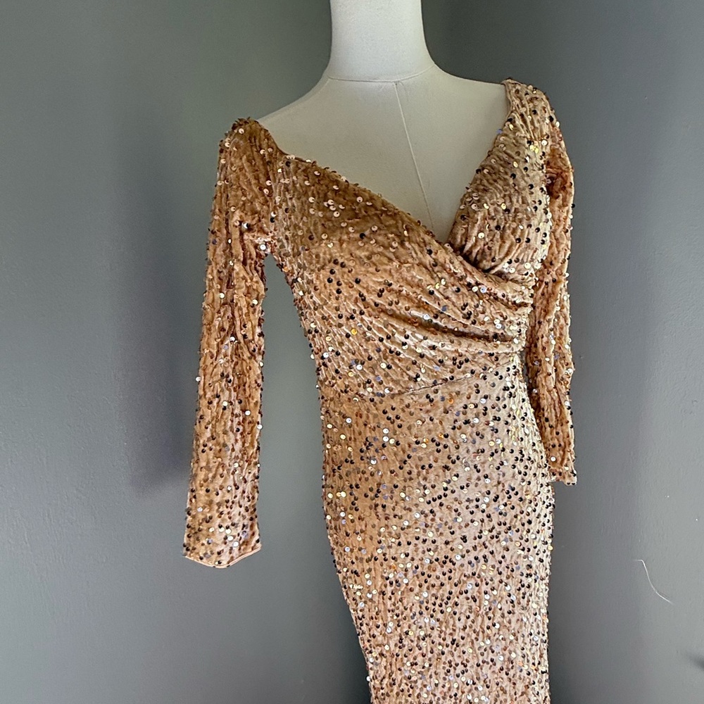 Glamorous Sequin Maxi Dress in Gold
